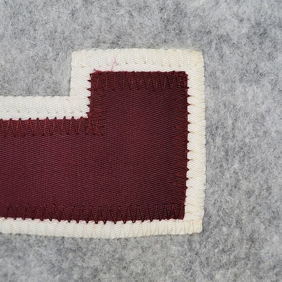 Vintage 80s Chalk-Line Varsity Jacket M/L 24x23 Sherpa-Lined Gray Maroon Retro - Picture 12 of 13